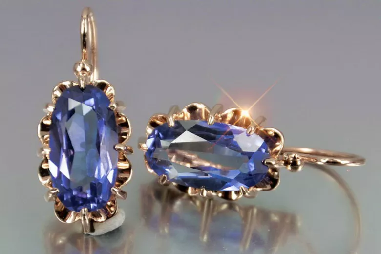 Vintage silver rose gold plated 925 Alexandrite Ruby Emerald Sapphire Aquamarine Zircon ... earrings vec039rp