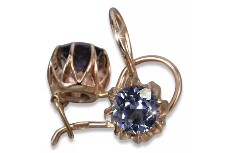 Vintage silver rose gold plated 925 Alexandrite Ruby Emerald Sapphire Aquamarine Zircon ... earrings vec062rp
