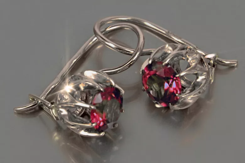 Vintage silver 925 Alexandrite Ruby Emerald Sapphire Aquamarine Zircon ... earrings vec062s