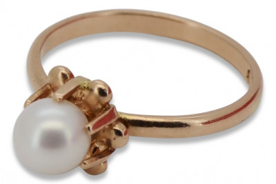 "Vintage-Style 14K Rose Gold Ring with 585 Gold Pearls" vrpr011