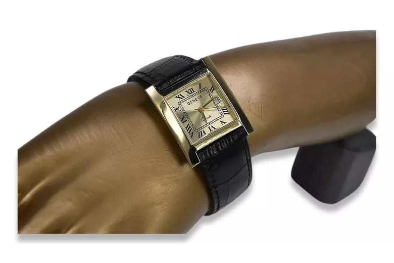 Reloj italiano Amarillo 14k 585 oro para hombre Geneve mw009y