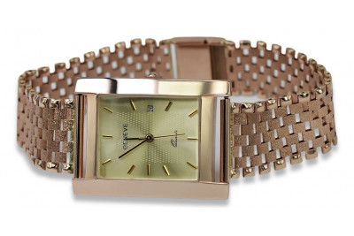 Reloj ruso rosa de oro de 14k para hombre Reloj de pulsera Geneve mw009r&mbw003r