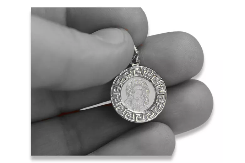 Medalion Maria din aur alb 14k 585 cu pandantiv pm007w