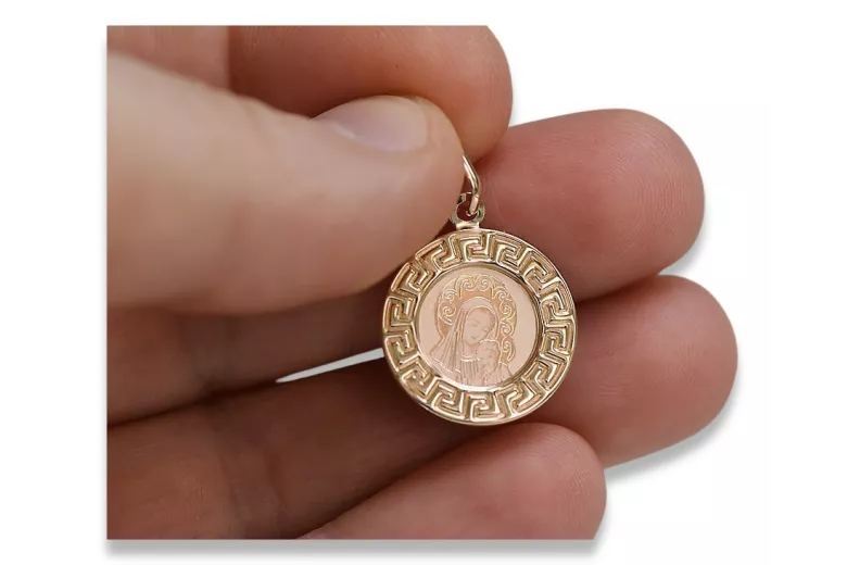 "Подвеска в виде медальона Марии из розового золота 14k 585" pm007r