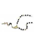 Italian 14k 585 gold rosary chain with onyx stones rcc005y
