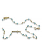 Chapelet italien en or 14 carats turquoise Dolce Gabbana chaîne rcc007y