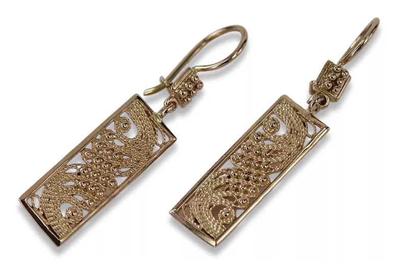 "Elegantes Aretes de Oro Rosa Antiguo 14k Sin Piedras, Estilo Vintage" ven171