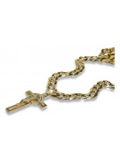 Желтый 14-каратный золотой католический крест с элегантной цепочкой ctc096y&cc099y