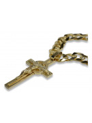 Жовтий 14k золотий католицький хрест з елегантним ланцюжком ctc096y&cc099y