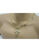 Yellow 14k gold Catholic cross with Elegant chain ctc096y&cc099y