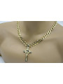 Cruz católica amarilla de oro de 14k con cadena elegante ctc096y&cc099y