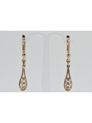 "Elegantes Aretes de Hoja en Oro Rosa Antiguo 14k 585 Estilo Vintage" ven239