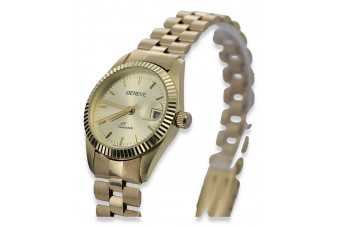 Yellow 14k 585 gold lady wristwatch Geneve watch Rolex style lw020ydy&lbw009y
