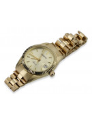 Złoty zegarek damski 14k 585 z bransoletą Geneve w stylu Rolex lw020ydy&lbw009y