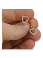 "Authentic Vintage 14K 585 Rose Pink Gold Heart Earrings without Stones" ven169