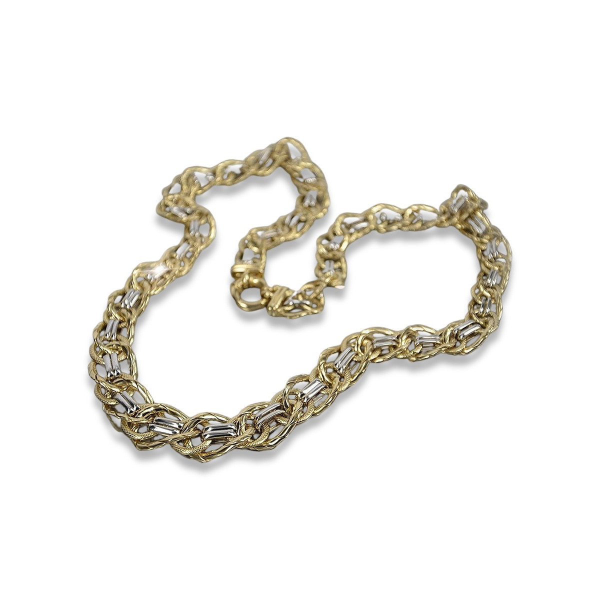 Gelb-weiße Halskette aus 14 Karat Gold, Kette cfc009yw