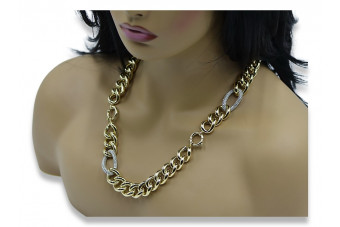 Italian 14k Gold chain with bracelet set cfc010yw&60cm