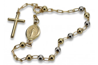 Italian yellow white 14k gold 585 rosary "Dolce Gab" bracelet rbc003yw