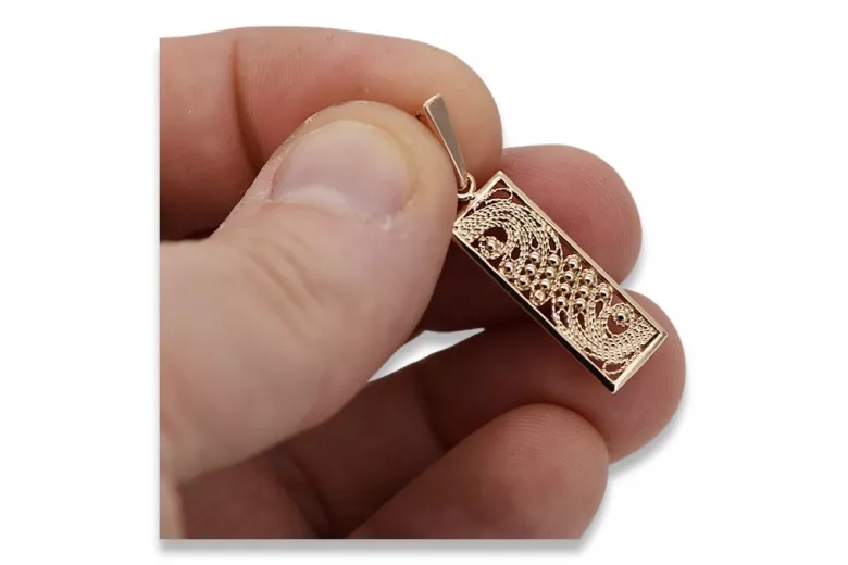 Вінтажний підвіска-медальйон з рожевого золота 14к 585 без дорогоцінних каменів vpn037