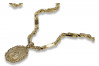 Жълто злато Богородица медальон и верига Corda Figaro