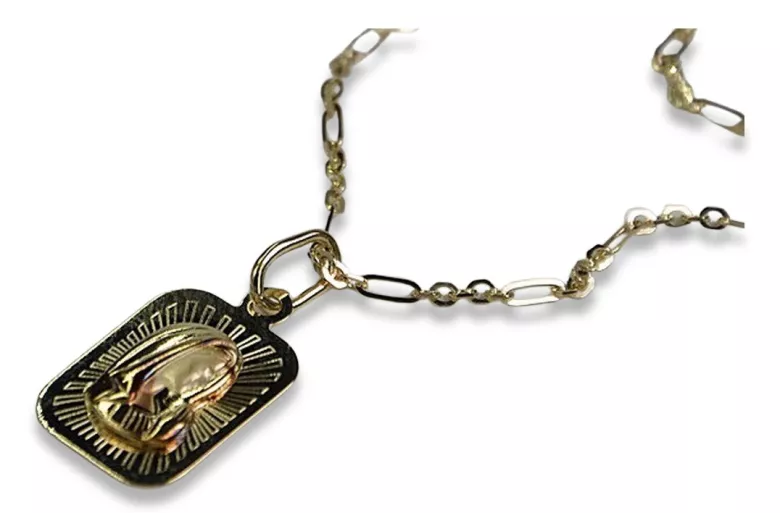 Золотий медальйон Марія ікона-кулон з ланцюжком ★ zlotychlopak.pl ★ Золото 585 333 низька ціна