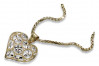 Pendentif coeur moderne en or italien 14 carats avec chaîne serpent cpn030&cc078yw