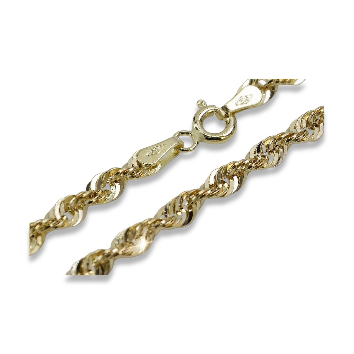 Bracelet taille diamant en or jaune italien 14 carats New Rope cb087