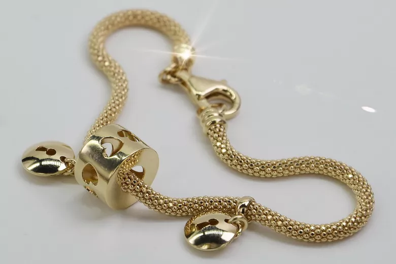 Italian yellow 14k gold charms bracelet cfb018y
