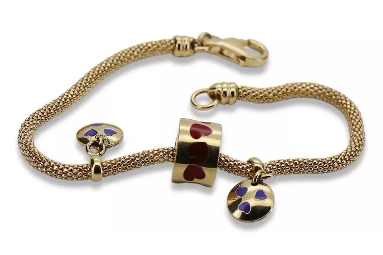Italian yellow 14k 585 gold charms enamel bracelet cfb020y