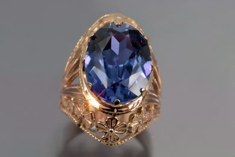 Sovietic rus a crescut 14k 585 aur Alexandrite Ruby Emerald Safir Zircon inel vrc031