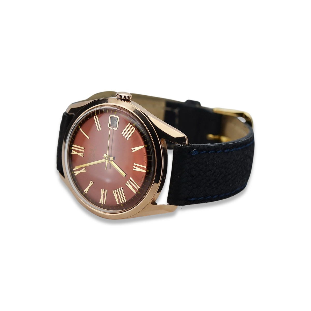 Ruso soviético rosa 14k 585 oro hombre Poliot reloj vw035