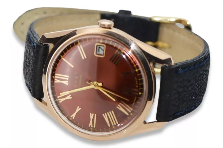 Ruso soviético rosa 14k 585 oro hombre Poliot reloj vw035