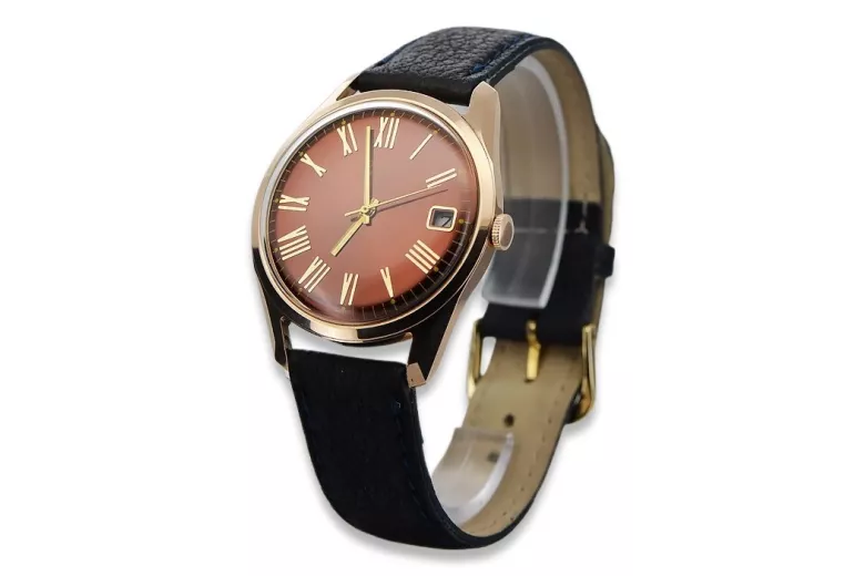 Ruso soviético rosa 14k 585 oro hombre Poliot reloj vw035