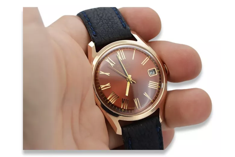 Ruso soviético rosa 14k 585 oro hombre Poliot reloj vw035