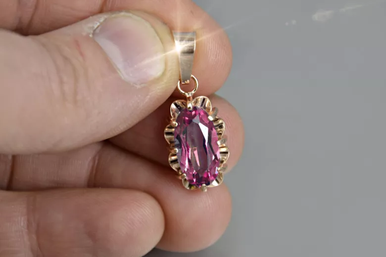 Vintage rose gold plated silver 925 alexandrite ruby emerald sapphire zircon ... pendant vpc009rp