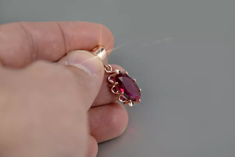 Vintage rose gold plated silver 925 alexandrite ruby emerald sapphire zircon ... pendant vpc009rp