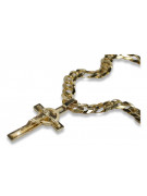 Galben italian 14k cruce catolică de aur și lanț gourmette
