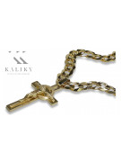 Galben italian 14k cruce catolică de aur și lanț gourmette