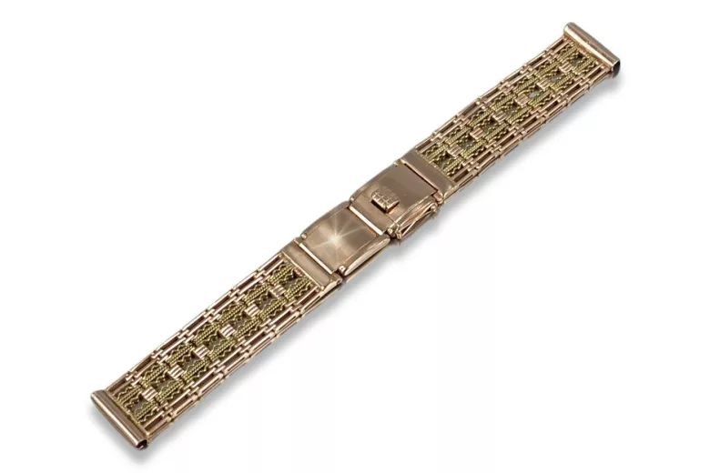 Vintage rose 14k 585 Soviet gold man's watch bracelet vbw002