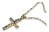 Cruz católica de oro blanco de 14k Iellow y cadena de anclaje ctc002yw&cc003y
