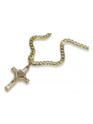 Galben italian 14k cruce catolică de aur & gourmette lanț