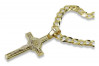 Amarillo italiano de oro de 14k Cruz católica y cadena gourmetta ctc027yw&cc001y