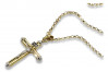 Італійський жовтий 14k золотий католицький хрест & якірний ланцюг