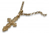 Orthodoxer Kreuzanhänger aus 14 Karat Gold und Ankerkette aus Gold oc014r&cc003r