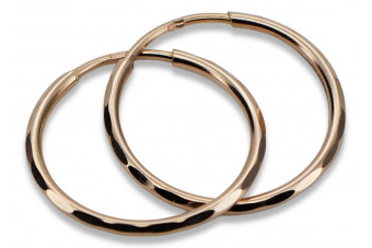 Cercei circulari Aur roz 14K, stil vintage, fără pietr cen008r