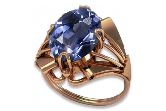 Vintage Rose Gold Ring 14K Alexandrite Ruby Emerald Sapphire Zircon 585 vrc015