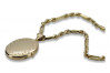 14k gold pendant 585 oval box with Ankara chain cpn055y&cc082y
