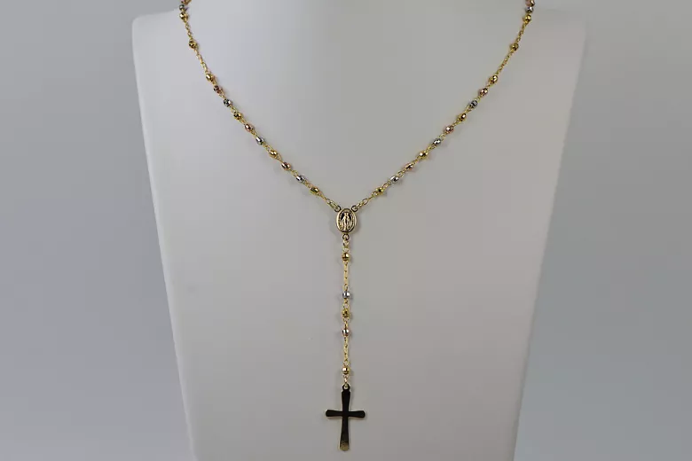 Italian 14k yellow white rose gold rosary chain rcc003ywr
