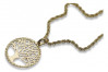 Árbol de la felicidad 14k 585 colgante de oro con una cadena de cuerda cpn056y&cc019y