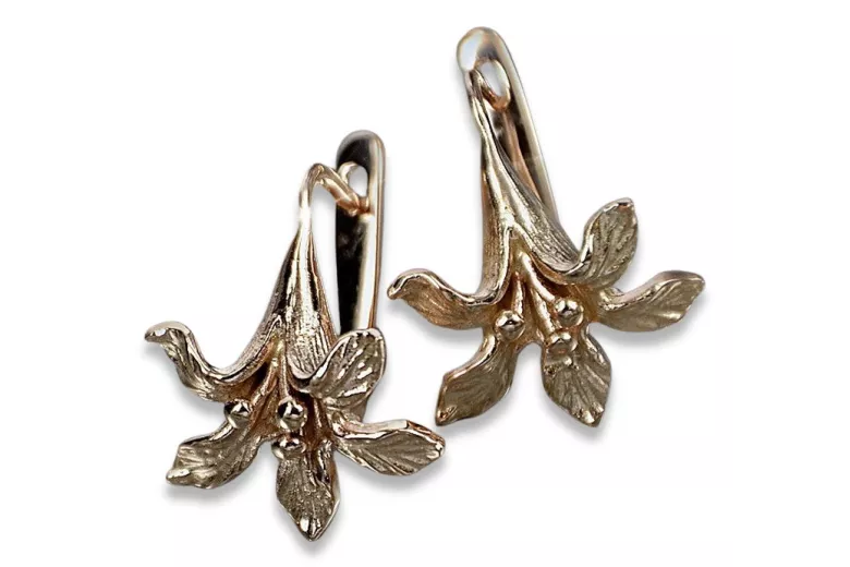 Boucles d’oreilles argent russe 925 plaqué or rose URSS Vintage Flower ven222rp